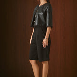 Faux Leather Cropped Jacket