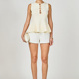 Ring Detailed Flare Knit Top
