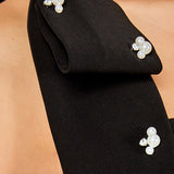 Mini Dress With Rhinestone & Pearl Embellished Bow
