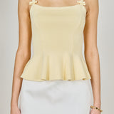 Bow Accent Peplum Sleeveless Top