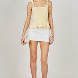 Bow Accent Peplum Sleeveless Top