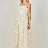 3D Floral Sleeveless Midi Dress