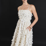 3D Floral Sleeveless Midi Dress