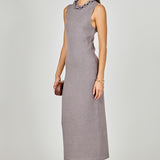 Gia Knitted Chain Detail Sleeveless Midi Dress