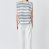 Striped Padded Sleeveless Top