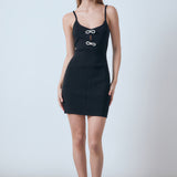 Rhinestone Bow Knit Dress