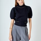 Puff Chain Detailed Knit Top