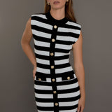 Mock Neck Striped Mini Dress