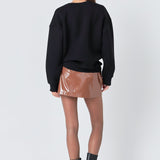 Glossy Faux Leather Skort