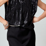 Sequin Shoulder Pad Top