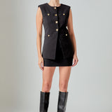 Gold Button Detail Long Vest