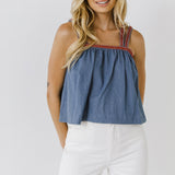 Embroidery Detailed Denim Top