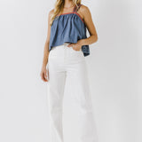 Embroidery Detailed Denim Top
