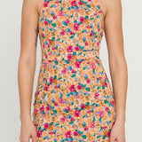 Floral Fitted Mini Dress with Back Cutout