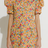 Floral Fitted Puff Sleeve Mini Dress
