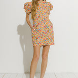 Floral Fitted Puff Sleeve Mini Dress