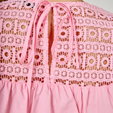 Lace with Poplin Bell Sleeve Blouse