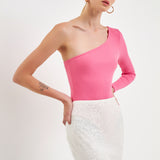 One Shoulder Ribbed Knit Bodysuit