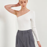 One Shoulder Ribbed Knit Bodysuit
