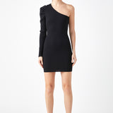 Puff Sleeve One Shoulder Dress