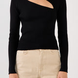 Cut Out Sweater Top with Round Neckline