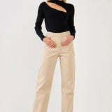 Cut Out Sweater Top with Round Neckline