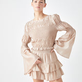 Smocked Top with Bell Sleeves