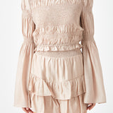 Smocked Top with Bell Sleeves