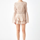 Smocked Waist Skort with Ruffle