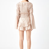 Smocked Waist Skort with Ruffle