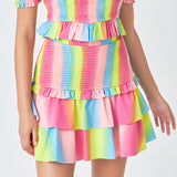 Ombre Stripe Smocked Skirt