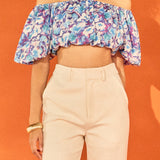 Floral Satin Effect Crop Top