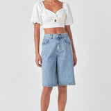 Knotted Top with Short Puff Sleeves