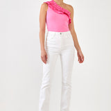 Ruffled Asymmetrical Bodysuit