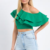Ruffled One Shoulder Top