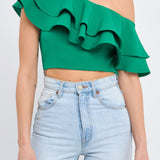 Ruffled One Shoulder Top