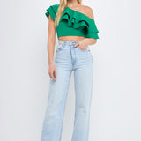 Ruffled One Shoulder Top