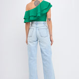 Ruffled One Shoulder Top