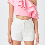 Ruffled One Shoulder Top