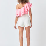 Ruffled One Shoulder Top