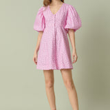 Floral Print Mini Dress with Button Detail