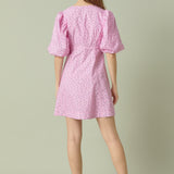 Floral Print Mini Dress with Button Detail