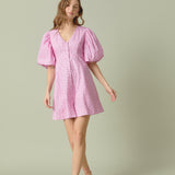 Floral Print Mini Dress with Button Detail