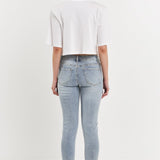 Mid Rise Distressed Ankle Skinny Jeans