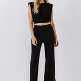 Pleated Shoulder Pad Top