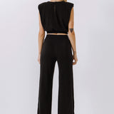 Pleated Shoulder Pad Top