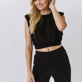 Pleated Shoulder Pad Top