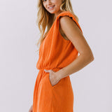 Pleated Sleeveless Romper