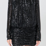 Ruched Sequin Mini Dress