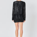 Ruched Sequin Mini Dress